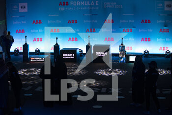 2021-02-26 - podium ambiance during the 2021 Diriyah ePrix, 1st round of the 2020â21 Formula E World Championship, on the Riyadh Street Circuit from February 25 to 27, in Riyadh, Saudi Arabia - Photo GrÃ©gory Lenormand / DPPI - 2021 DIRIYAH EPRIX, 1ST ROUND OF THE 2020-21 FORMULA E WORLD CHAMPIONSHIP - FORMULA E - MOTORS