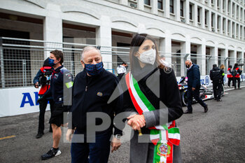 2021-04-10 - TODT Jean (fra) FIA President, portrait and Virginia Raggi, Mayor of Rome grille de depart starting grid during the 2021 Rome ePrix, 3rd round of the 2020-21 Formula E World Championship, on the Circuito Cittadino dell'EUR from April 9 to 11, in Rome, Italy - Photo Germain Hazard / DPPI - 2021 ROME EPRIX, 3RD ROUND OF THE 2020-21 FORMULA E WORLD CHAMPIONSHIP - FORMULA E - MOTORS
