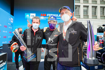 2021-04-10 - VERGNE Jean-Eric (fra), DS Techeetah, DS E-Tense FE20, portrait Thomas Chevaucher, DS Performance Director, Finot Jean-Marc, PSA Motorsport Director, portrait podium during the 2021 Rome ePrix, 3rd round of the 2020-21 Formula E World Championship, on the Circuito Cittadino dell'EUR from April 9 to 11, in Rome, Italy - Photo Germain Hazard / DPPI - 2021 ROME EPRIX, 3RD ROUND OF THE 2020-21 FORMULA E WORLD CHAMPIONSHIP - FORMULA E - MOTORS