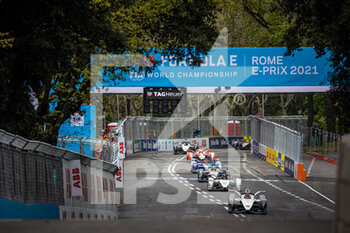2021-04-11 - 71 Nato Norman (fra), ROKiT Venturi Racing, Mercedes-Benz EQ Silver Arrow 02, action 99 Wehrlein Pascal (ger), TAG Heuer Porsche Formula E Team, Porsche 99X Electric, action 05 Vandoorne Stoffel (bel), Mercedes-Benz EQ Formula E Team, Mercedes-Benz EQ Silver Arrow 02, action during the 2021 Rome ePrix, 4th round of the 2020-21 Formula E World Championship, on the Circuito Cittadino dell'EUR from April 9 to 11, in Rome, Italy - Photo Germain Hazard / DPPI - 2021 ROME EPRIX, 4TH ROUND OF THE 2020-21 FORMULA E WORLD CHAMPIONSHIP - FORMULA E - MOTORS