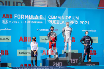 2021-06-20 - MORTARA Edoardo (swi), ROKiT Venturi Racing, Mercedes-Benz EQ Silver Arrow 02, portrait WEHRLEIN Pascal (ger), TAG Heuer Porsche Formula E Team, Porsche 99X Electric, portrait CASSIDY Nick (nzl), Envision Virgin Racing, Audi e-tron FE07, portrait podium during the 2021 Puebla ePrix, 5th meeting of the 2020-21 Formula E World Championship, on the Autodromo Miguel E. Abed from June 18 to 20, in Puebla, Mexico - Photo Germain Hazard / DPPI - 2021 PUEBLA EPRIX, 5TH MEETING OF THE 2020-21 FORMULA E WORLD CHAMPIONSHIP - FORMULA E - MOTORS