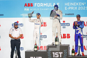 2021-07-24 - DE VRIES Nyck (nld), Mercedes-Benz EQ Formula E Team, Mercedes-Benz EQ Silver Arrow 02, portrait celebrating his second position at the podiumduring the 2021 London ePrix, 7th meeting of the 2020-21 Formula E World Championship, on the ExCel London from July 24 to 25, in London, United Kingdom - Photo Xavi Bonilla / DPPI - 2021 LONDON EPRIX, 7TH MEETING OF THE 2020-21 FORMULA E WORLD CHAMPIONSHIP - FORMULA E - MOTORS