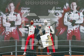 2020-12-06 - OGIER Sebastien (FRA), Toyota Yaris WRC, Toyota Gazoo Racing WRT, INGRASSIA Julien (FRA), Toyota Yaris WRC, Toyota Gazoo Racing WRT, TODT Jean, FIA president, portrait, podium, 2020 world champions, during the 2020 ACI Rally Monza, 7th round of the 2020 FIA WRC Championship from December 3 to 8, 2020 at Monza, Brianza in Italy - Photo Grégory Lenormand / DPPI - 2020 ACI RALLY MONZA, 7TH ROUND OF THE FIA WRC CHAMPIONSHIP - SUNDAY - RALLY - MOTORS