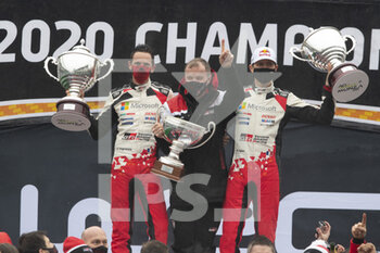 2020-12-06 - OGIER Sebastien (FRA), Toyota Yaris WRC, Toyota Gazoo Racing WRT, INGRASSIA Julien (FRA), Toyota Yaris WRC, Toyota Gazoo Racing WRT, MAKINEN Tommi, Toyota Gazoo Racing WRC Team Principal, portrait, podium, 2020 world champions, during the 2020 ACI Rally Monza, 7th round of the 2020 FIA WRC Championship from December 3 to 8, 2020 at Monza, Brianza in Italy - Photo Grégory Lenormand / DPPI - 2020 ACI RALLY MONZA, 7TH ROUND OF THE FIA WRC CHAMPIONSHIP - SUNDAY - RALLY - MOTORS