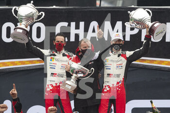 2020-12-06 - OGIER Sebastien (FRA), Toyota Yaris WRC, Toyota Gazoo Racing WRT, INGRASSIA Julien (FRA), Toyota Yaris WRC, Toyota Gazoo Racing WRT, MAKINEN Tommi, Toyota Gazoo Racing WRC Team Principal, portrait, podium, 2020 world champions, during the 2020 ACI Rally Monza, 7th round of the 2020 FIA WRC Championship from December 3 to 8, 2020 at Monza, Brianza in Italy - Photo Grégory Lenormand / DPPI - 2020 ACI RALLY MONZA, 7TH ROUND OF THE FIA WRC CHAMPIONSHIP - SUNDAY - RALLY - MOTORS