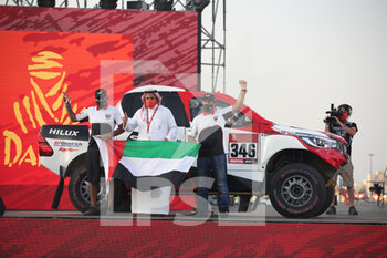 2021-01-02 - #346 Aljafla Khalid (are), Mirza Ali (are), Toyota, Sarab Racing, Auto, action during the Dakar 2021âs Prologue and start podium ceremony in Jeddah, Saudi Arabia on January 2, 2021 - Photo Julien Delfosse / DPPI - DAKAR 2021- PROLOGUE AND START PODIUM - RALLY - MOTORS