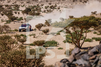 2021-01-03 - 310 Al Qassimi Sheikh Khalid (are), Panseri Xavier (fra), Peugeot, PH Sport, Abu Dhabi Racing, Auto, action during the 1st stage of the Dakar 2021 between Jeddah and Bisha, in Saudi Arabia on January 3, 2021 - Photo Frédéric Le Flocâh / DPPI - DAKAR 2021 - FIRST STAGE - JEDDAH - BISHA - RALLY - MOTORS