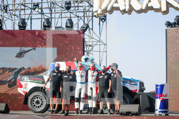 2021-01-15 - 322 Chabot Ronan (fra), Pillot Gilles (fra), Toyota, Overdrive Toyota, Auto, portrait during the finishing podium ceremony at the King Abdullah International Stadium in Jeddah, in Saudi Arabia on January 15, 2021 - Photo Julien Delfosse / DPPI - 12TH STAGE OF THE DAKAR 2021 BETWEEN YANBU AND JEDDAH - RALLY - MOTORS