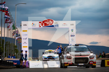 2021-04-22 - 27 Rossel Yohan (fra), Coria Alexandre (fra), Citroen C3, podium during the 2021 Croatia Rally, 3rd round of the 2021 FIA WRC, FIA World Rally Car Championship, from April 22 to 25, 2021 in Zagreb, Croatia - Photo Bastien Roux / DPPI - 2021 CROATIA RALLY, 3RD ROUND OF THE 2021 FIA WRC, WORLD RALLY CAR CHAMPIONSHIP - RALLY - MOTORS