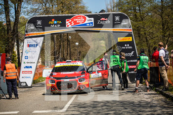 2021-04-25 - 24 Ostberg Mads (nor), Eriksen Torstein (nor), TRT World Rally Team, Citroen C3, ambiance arrivee, finish line during the 2021 Croatia Rally, 3rd round of the 2021 FIA WRC, FIA World Rally Car Championship, from April 22 to 25, 2021 in Zagreb, Croatia - Photo Bastien Roux / DPPI - 2021 CROATIA RALLY, 3RD ROUND OF THE 2021 FIA WRC, WORLD RALLY CAR CHAMPIONSHIP - RALLY - MOTORS