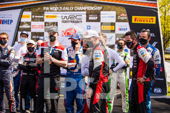 2021-04-25 - Ogier Sébastien (fra), Toyota Gazoo Racing WRT, Toyota Yaris WRC, Ingrassia Julien (fra), Toyota Gazoo Racing WRT, Toyota Yaris WRC, Latvala Jari-Matti , Toyota Gazoo Racing WRC Team Principal ambiance arrivee, finish line during the 2021 Croatia Rally, 3rd round of the 2021 FIA WRC, FIA World Rally Car Championship, from April 22 to 25, 2021 in Zagreb, Croatia - Photo Bastien Roux / DPPI - 2021 CROATIA RALLY, 3RD ROUND OF THE 2021 FIA WRC, WORLD RALLY CAR CHAMPIONSHIP - RALLY - MOTORS