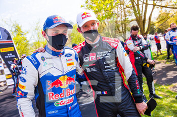 2021-04-25 - Fourmaux Adrien (fra), M-Sport Ford World Rally Team, Ford Fiesta WRC, Ogier Sébastien (fra), Toyota Gazoo Racing WRT, Toyota Yaris WRC, portrait ambiance arrivee, finish line during the 2021 Croatia Rally, 3rd round of the 2021 FIA WRC, FIA World Rally Car Championship, from April 22 to 25, 2021 in Zagreb, Croatia - Photo Bastien Roux / DPPI - 2021 CROATIA RALLY, 3RD ROUND OF THE 2021 FIA WRC, WORLD RALLY CAR CHAMPIONSHIP - RALLY - MOTORS