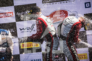 2021-04-25 - Ostberg Mads (nor), Eriksen Torstein (nor), TRT World Rally Team, Citroen C3, podium, portrait during the 2021 Croatia Rally, 3rd round of the 2021 FIA WRC, FIA World Rally Car Championship, from April 22 to 25, 2021 in Zagreb, Croatia - Photo Bastien Roux / DPPI - 2021 CROATIA RALLY, 3RD ROUND OF THE 2021 FIA WRC, WORLD RALLY CAR CHAMPIONSHIP - RALLY - MOTORS