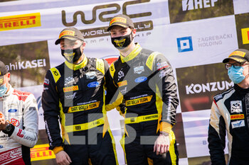 2021-04-25 - Armstrong Jon (gbr), Hall Philip (gbr), Ford Fiesta, podium, portrait during the 2021 Croatia Rally, 3rd round of the 2021 FIA WRC, FIA World Rally Car Championship, from April 22 to 25, 2021 in Zagreb, Croatia - Photo Bastien Roux / DPPI - 2021 CROATIA RALLY, 3RD ROUND OF THE 2021 FIA WRC, WORLD RALLY CAR CHAMPIONSHIP - RALLY - MOTORS