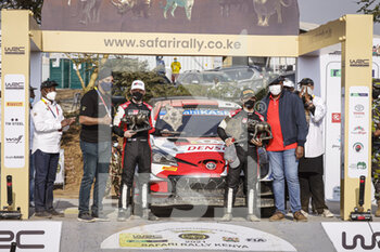 2021-06-27 - 18 Takamoto KATSUTA (JPN), Daniel BARRITT (GBR), TOYOTA GAZOO RACING WRT, TOYOTA Yaris WRC, podium, portrait during the 2021 Safari Rally Kenya, 6th round of the 2021 FIA WRC, FIA World Rally Championship, from June 24 to 27, 2021 in Nairobi, Kenya - Photo François Flamand / DPPI - 2021 SAFARI RALLY KENYA, 6TH ROUND OF THE 2021 FIA WRC, FIA WORLD RALLY CHAMPIONSHIP - RALLY - MOTORS