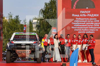 2021-07-01 - Al-Rajhi Yazeed (sau), Overdrive Racing, Toyota Hilux, portrait during the Silk Way Rally 2021's start podium ceremony in Omsk, Russia on July 1, 2021 - Photo Julien Delfosse / DPPI - SILK WAY RALLY 2021 - RALLY - MOTORS