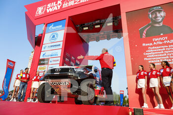 2021-07-01 - 200 Al-Rajhi Yazeed (sau), Orr Michael (gbr), Overdrive Racing, Toyota Hilux, action during the Silk Way Rally 2021's start podium ceremony in Omsk, Russia on July 1, 2021 - Photo Frédéric Le Floc'h / DPPI - SILK WAY RALLY 2021 - RALLY - MOTORS