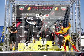 2020-09-11 - Girolami Nestor (arg), ALL-INKL.DE Munnich Motorsport, Honda Civic TCR, portrait, Coronel Tom (ned), Comtoyou DHL Team Audi Sport, Audi LMS, portrait, Bjork Thed (swe), Cyan Performance Lynk and Co, Lynk and Co 03 TCR, portrait, Tassi Attila (hun), ALL-INKL.DE Munnich Motorsport, Honda Civic TCR, portrait podium during the 2020 FIA WTCR Race of Belgium, 1st round of the 2020 FIA World Touring Car Cup, on the Circuit Zolder, from September 11 to 13, 2020 in Zolder, Belgium - Photo Paulo Maria / DPPI - FIA WORLD TOURING CAR CUP 2020 - BELGIO - GRAND TOURISM - MOTORS