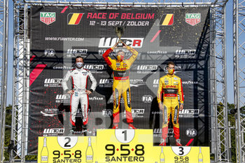 2020-09-11 - Coronel Tom (ned), Comtoyou DHL Team Audi Sport, Audi LMS, portrait, Vernay Jean-Karl (fra), Team Mulsanne, Alfa Giulietta TCR, portrait, Berthon Nathanael (fra), Comtoyou DHL Team Audi Sport, Audi LMS, portrait podium during the 2020 FIA WTCR Race of Belgium, 1st round of the 2020 FIA World Touring Car Cup, on the Circuit Zolder, from September 11 to 13, 2020 in Zolder, Belgium - Photo Paulo Maria / DPPI - FIA WORLD TOURING CAR CUP 2020 - BELGIO - GRAND TOURISM - MOTORS