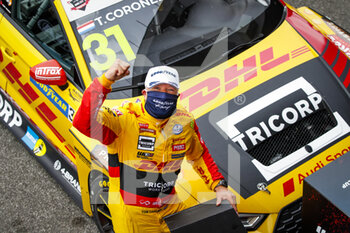 2020-10-11 - Coronel Tom (ned), Comtoyou DHL Team Audi Sport, Audi LMS, portrait celebrating victory during the 2020 FIA WTCR Race of Slovakia, 3rd round of the 2020 FIA World Touring Car Cup, on the Automotodrom Slovakia Ring, from October 9 to 11, 2020 in Orechova Poton, Slovakia - Photo Florent Gooden / DPPI - WTCR RACE OF SLOVAKIA, 3RD ROUND OF THE 2020 FIA WORLD TOURING CAR CUP - SUNDAY - GRAND TOURISM - MOTORS