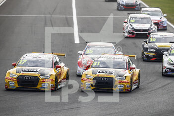 2020-10-18 - 17 BERTHON Nathanael (fra), Comtoyou DHL Team Audi Sport, Audi LMS, action and 31 CORONEL Tom (ned), Comtoyou DHL Team Audi Sport, Audi LMS, action during the 2020 FIA WTCR Race of Hungary, 4th round of the 2020 FIA World Touring Car Cup, on the Hungaroring, from October 16 to 18, 2020 in Mogyor.d, near Budapest, Hungary - Photo Xavi Bonilla / DPPI - 2020 FIA WTCR RACE OF HUNGARY, 4TH ROUND OF THE 2020 WORLD TOURING CAR CUP - SUNDAY - GRAND TOURISM - MOTORS