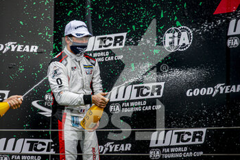 2020-10-18 - VERNAY Jean-Karl (fra), Team Mulsanne, Alfa Giulietta TCR, portrait podium RACE 2 during the 2020 FIA WTCR Race of Hungary, 4th round of the 2020 FIA World Touring Car Cup, on the Hungaroring, from October 16 to 18, 2020 in Mogyor.d, Budapest, Hungary - Photo Paulo Maria / DPPI - 2020 FIA WTCR RACE OF HUNGARY, 4TH ROUND OF THE 2020 WORLD TOURING CAR CUP - SUNDAY - GRAND TOURISM - MOTORS