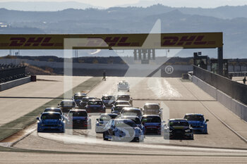 2020-11-01 - Race 1 start of the race, depart, during the 2020 FIA WTCR Race of Spain, 5th round of the 2020 FIA World Touring Car Cup, on the Ciudad del Motor de Arag.n, from October 30 to November 1, 2020 in Alca.iz, Aragon, Spain - Photo Xavi Bonilla / DPPI - 2020 FIA WTCR RACE OF SPAIN, 5TH ROUND OF THE WORLD TOURING CAR CUP - GRAND TOURISM - MOTORS