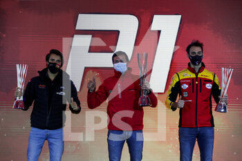 2020-11-15 - Vernay Jean-Karl (fra), Team Mulsanne, Alfa Giulietta TCR, portrait, Magnus Gilles (bel), Comtoyou Racing, Audi LMS, portrait, Berthon Nathanael (fra), Comtoyou DHL Team Audi Sport, Audi LMS, portrait WTCR Prize Giving during the 2020 FIA WTCR Race of Aragon, 6th round of the 2020 FIA World Touring Car Cup, on the Ciudad del Motor de Aragón, from November 14 to 15, 2020 in Alcañiz, Aragon, Spain - Photo Paulo Maria / DPPI - 2020 FIA WTCR RACE OF ARAGON, 6TH ROUND OF THE WORLD TOURING CAR CUP - GRAND TOURISM - MOTORS