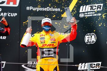 11/07/2021 - Coronel Tom (ndl), Comtoyou DHL Team Audi Sport, Audi RS 3 LMS TCR (2021), portrait podium during the 2021 FIA WTCR Race of Spain, 3rd round of the 2021 FIA World Touring Car Cup, on the Ciudad del Motor de Aragon, from July 10 to 11, 2021 in Alcaniz, Spain - Photo Florent Gooden / DPPI - 2021 FIA WTCR RACE OF SPAIN, 3RD ROUND OF THE 2021 FIA WORLD TOURING CAR CUP - TURISMO E GRAN TURISMO - MOTORI