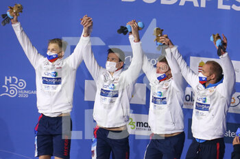 2021-05-19 - Team Russia, 4 X 200 m Freestyle, Podium 1st place during the 2021 EN European Championships, swimming event on May 19, 2021 at Duna Arena in Budapest, Hungary - Photo Laurent Lairys/ DPPI - 2021 LEN EUROPEAN CHAMPIONSHIPS - SWIMMING - SWIMMING