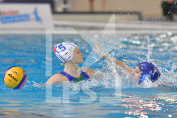 2021-01-22 - 5 QUEIROLO Elisa [ROLE: Wing] (Italy) vs 3 LEVI Tahel [ROLE: Field Player] (Israel)  - WOMEN'S WATERPOLO OLYMPIC GAME QUALIFICATION TOURNAMENT 2021 - ITALY VS ISRAEL - OLYMPIC TROPHY - WATERPOLO