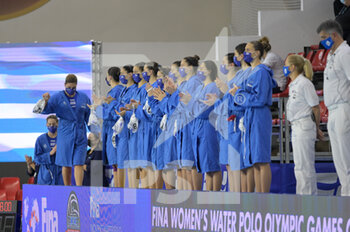 2021-01-24 - GREECE Team - WOMEN'S WATERPOLO OLYMPIC GAME QUALIFICATION TOURNAMENT 2021 - ITALY VS GREECE - OLYMPIC TROPHY - WATERPOLO