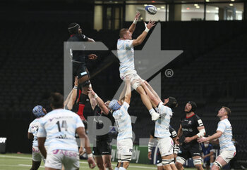 2020-09-26 - Maro Itoje of Saracens, Dominic Bird of Racing 92 during the Champions Cup, semi-final rugby union match between Racing 92 and Saracens on September 26, 2020 at Paris La Defense Arena in Nanterre near Paris, France - Photo Juan Soliz / DPPI - SEMI-FINAL - RACING 92 VS SARACENS - CHAMPIONS CUP - RUGBY