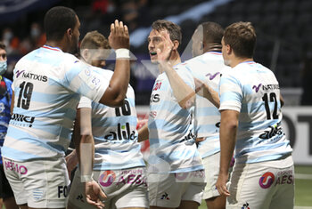 2020-09-26 - Juan Imhoff of Racing 92 celebrates with teammates scoring the winning try during the Champions Cup, semi-final rugby union match between Racing 92 and Saracens on September 26, 2020 at Paris La Defense Arena in Nanterre near Paris, France - Photo Juan Soliz / DPPI - SEMI-FINAL - RACING 92 VS SARACENS - CHAMPIONS CUP - RUGBY