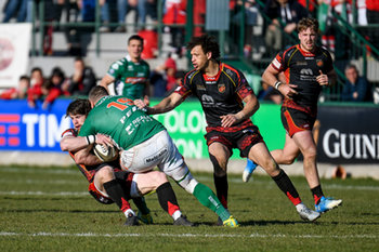 2019-02-23 - Placcaggio di Robert Barbieri - BENETTON TREVISO VS DRAGONS RUGBY - GUINNESS PRO 14 - RUGBY