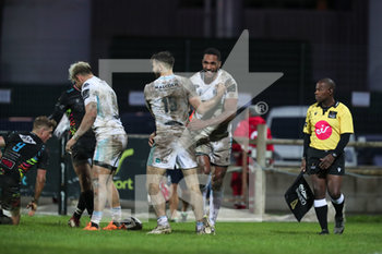 2019-11-09 - Ratu Tagive (Warriors) celebrates the try with his teammates - ZEBRE RUGBY VS GLASGOW WARRIORS - GUINNESS PRO 14 - RUGBY