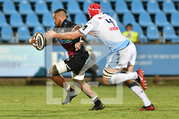 2020-10-02 - Jimmy Tuivaiti (Zebre) fly away from Seb Davies (Cardiff Blues) - ZEBRE VS CARDIFF BLUES - GUINNESS PRO 14 - RUGBY