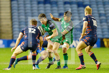 2020-10-25 - Alex Wooton (11) of Connacht Rugby runs at Chris Dean (12) of Edinburgh Rugby during the Guinness Pro 14 rugby union match between Edinburgh Rugby and Connacht Rugby on October 25, 2020 at BT Murrayfield Stadium in Edinburgh, Scotland - Photo Malcolm Mackenzie / ProSportsImages / DPPI - EDINBURGH RUGBY VS CONNACHT RUGBY - GUINNESS PRO 14 - RUGBY
