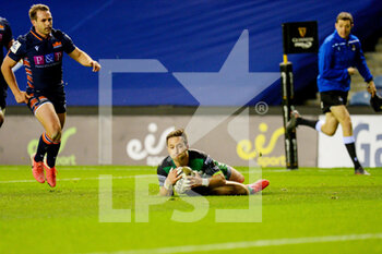 2020-10-25 - Caolin Blade (9) of Connacht Rugby scores the first try during the Guinness Pro 14 rugby union match between Edinburgh Rugby and Connacht Rugby on October 25, 2020 at BT Murrayfield Stadium in Edinburgh, Scotland - Photo Malcolm Mackenzie / ProSportsImages / DPPI - EDINBURGH RUGBY VS CONNACHT RUGBY - GUINNESS PRO 14 - RUGBY