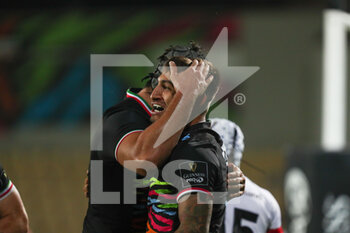 2020-11-16 - Pierre Bruno (Zebre) celebrates the try scored - ZEBRE VS ULSTER - GUINNESS PRO 14 - RUGBY