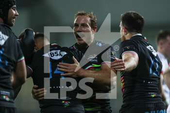 2020-11-16 - Giulio Bisegni (Zebre) celebrates the try scored by Bruno  - ZEBRE VS ULSTER - GUINNESS PRO 14 - RUGBY