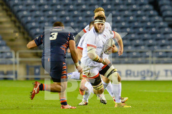 2020-11-30 - Marcell Coetzee (8) of Ulster Rugby charges at Lee-Roy Atalifo (3) of Edinburgh Rugby during the Guinness Pro 14 rugby union match between Edinburgh Rugby and Ulster Rugby on November 30, 2020 at BT Murrayfield stadium in Edinburgh, Scotland - Photo Malcolm Mackenzie / ProSportsImages / DPPI - EDINBURGH RUGBY VS ULSTER RUGBY - GUINNESS PRO 14 - RUGBY