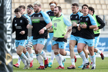 2021-03-06 - Glasgow Warriors team during warm up - ZEBRE VS GLASGOW WARRIORS - GUINNESS PRO 14 - RUGBY