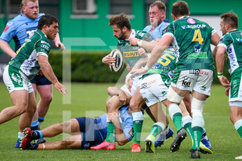 2021-03-14 - Angelo Esposito (Benetton Treviso) tackled by Corey Domachowski (Cardiff) and Liam Belcher (Cardiff) - BENETTON TREVISO VS CARDIFF BLUES - GUINNESS PRO 14 - RUGBY