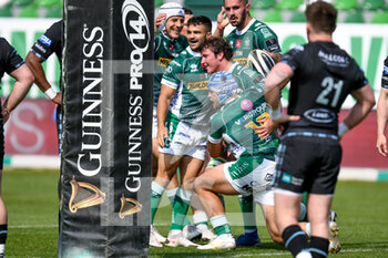 2021-04-24 - Happiness of Michele Lamaro (Benetton Treviso) after scoring the try - RAINBOW CUP 2021 - BENETTON TREVISO VS GLASGOW WARRIORS - GUINNESS PRO 14 - RUGBY
