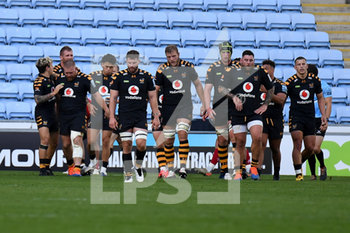 2020-09-09 - Wasps players celebrate Wasps prop Tom West (1) try during the English championship Gallagher Premiership Rugby Union match between Wasps and Leicester Tigers on September 9, 2020 at the Ricoh Arena in Coventry, England - Photo Dennis Goodwin / ProSportsImages / DPPI - WASPS VS LEICESTER TIGERS - PREMERSHIP RUGBY UNION - RUGBY