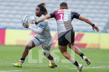 2021-02-20 - Marland Yarde of Sale Sharks and Joe Marchant of Harlequins during the English championship, Gallagher Premiership Rugby Union match between Harlequins and Sale Sharks on February 20, 2021 at Twickenham Stoop in Twickenham, United Kingdom - Photo Simon Hall / ProSportsImages / DPPI - HARLEQUINS AND SALE SHARKS - PREMERSHIP RUGBY UNION - RUGBY