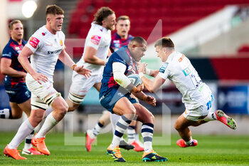 2021-04-23 - Kyle Sinckler of Bristol Rugby under pressure from Henry Slade of Exeter Chiefs during the English championship Gallagher Premiership Rugby Union match between Bristol Rugby and Exeter Chiefs on April 23, 2021 at Ashton Gate in Bristol, England - Photo Simon King / ProSportsImages / DPPI - BRISTOL RUGBY VS EXETER CHIEFS - PREMERSHIP RUGBY UNION - RUGBY