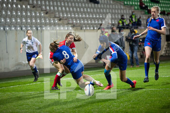 2021-04-03 - Caroline Boujard of France scores a try during the 2021 Women's Six Nations, rugby union match between France and Wales on April 3, 2021 at La Rabine stadium in Vannes, France - Photo Damien Kilani / DK Prod / DPPI - SEI NAZIONI FEMMINILE 2021 - FRANCIA VS GALLES - SIX NATIONS - RUGBY