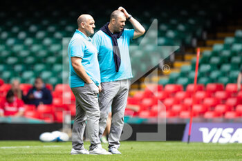 2021-07-10 - Head Coach Mario Ledesma of Argentina with Michael Cheika ahead of the 2021 Summer Internationals, Rugby Union test match between Wales and Argentina on July 10, 2021 at Principality Stadium in Cardiff, Wales - Photo Simon King / ProSportsImages / DPPI - TEST MATCH 2021 - WALES VS ARGENTINA - TEST MATCH - RUGBY